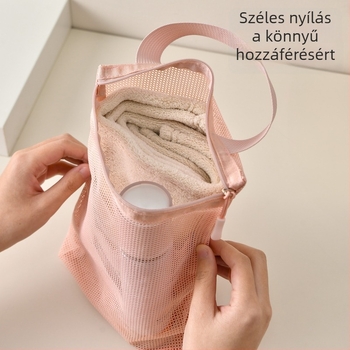 Hordozható kozmetikai táska, nagy kapacitású, átlátszó hálós tároló a kozmetikumok és bőrápolás számára, utazáshoz