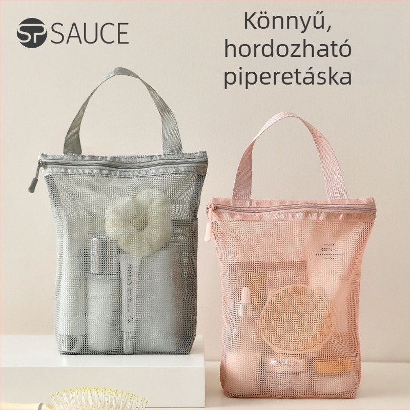 Hordozható kozmetikai táska, nagy kapacitású, átlátszó hálós tároló a kozmetikumok és bőrápolás számára, utazáshoz
