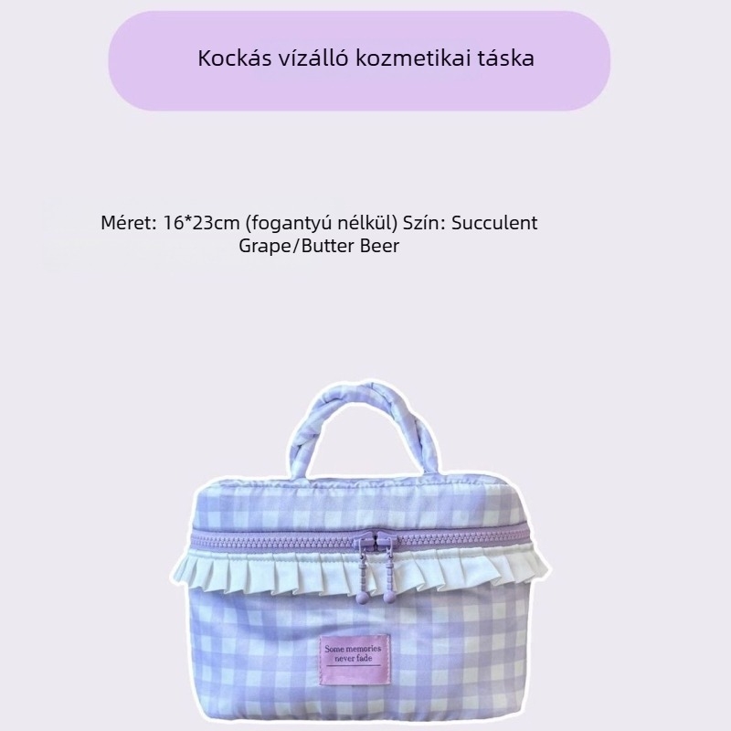 Koreai stílusú, fonott mintázatú vízálló smink- és higiénés táska, nagy kapacitás, rétegzett rekeszekkel, utazáshoz hordozható