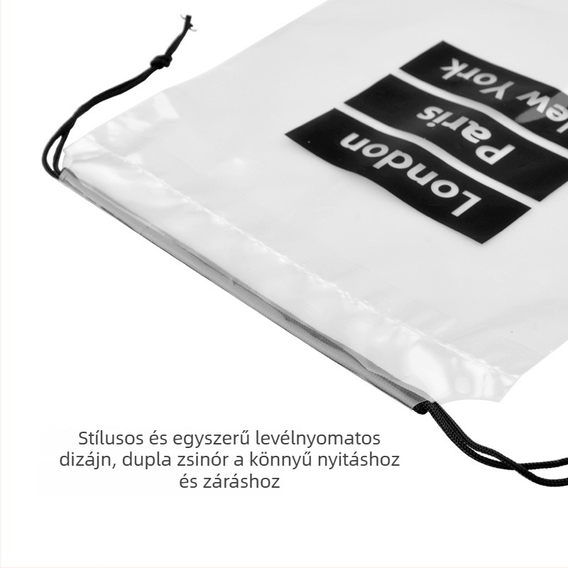 5 darab PVC átlátszó vízálló utazási tároló táska húzózsinóros záródással; cipők, fehérnemű, kozmetikumok és egyéb tárgyak rendezésére