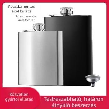 Rozsdamentes acél flaska, 8 oz, fekete permetezett bevonat, hordozható