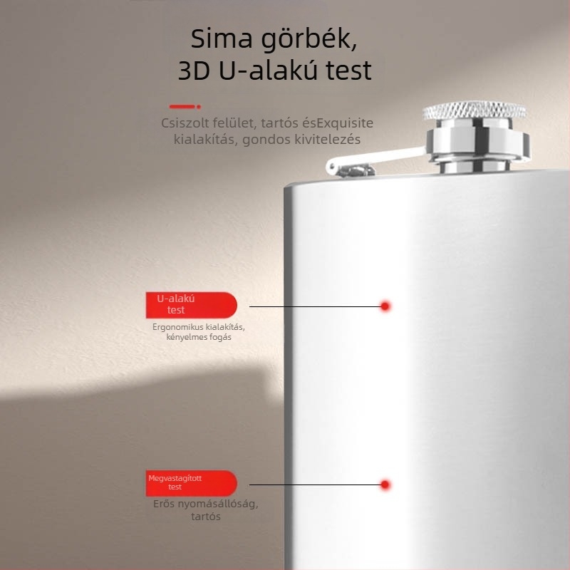 Rozsdamentes acél flaska, 8 oz, fekete permetezett bevonat, hordozható