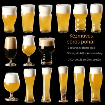 Kézműves sörökhöz készült üvegpohár, 500 ml, nagy kapacitású, logóval ellátható