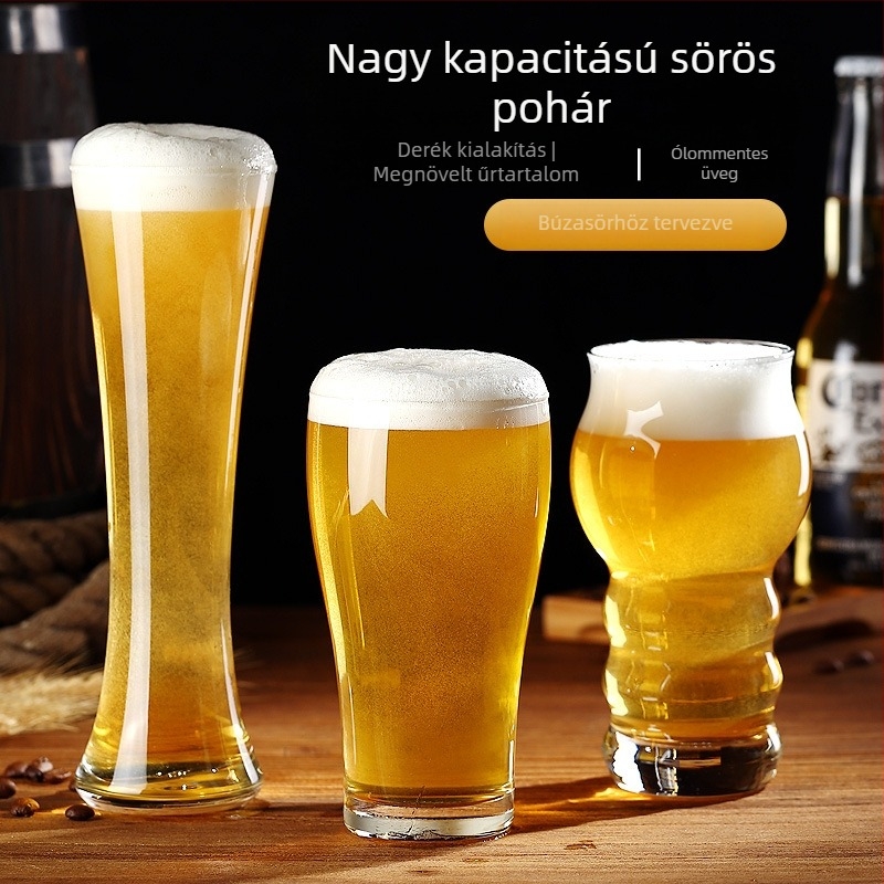 Kézműves sörökhöz készült üvegpohár, 500 ml, nagy kapacitású, logóval ellátható