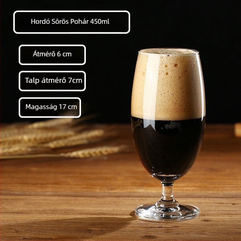 Kézműves sörökhöz készült üvegpohár, 500 ml, nagy kapacitású, logóval ellátható
