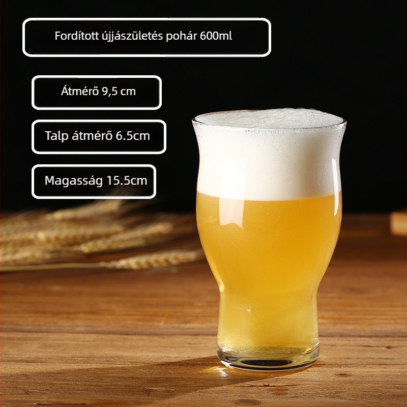 Kézműves sörökhöz készült üvegpohár, 500 ml, nagy kapacitású, logóval ellátható