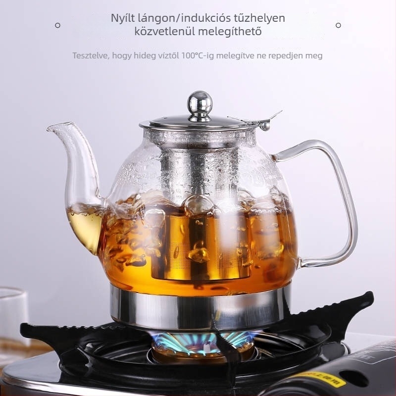 Hőálló üveg teáskanna és csésze készlet szűrővel otthoni teafőzéshez