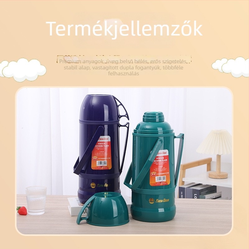 VOCCK Vietnámi stílusú termosz üveg belsővel, PP szigeteléssel, nagy kapacitású, hordozható