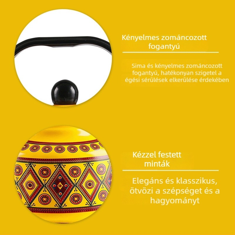 Emaillált kerámia vízforraló virágos motívummal – pastoral stílusú konyhai kellékek, forró vízhez