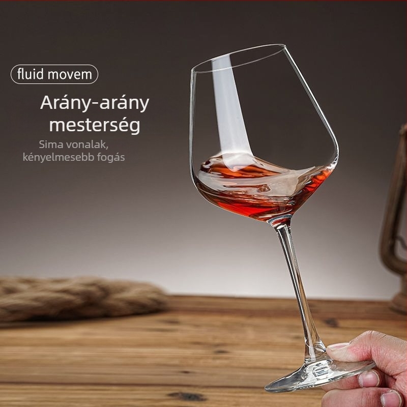 Burgundiai borospoharak otthoni használatra, ólommentes kristályüveg, nagy méretű magas lábú pohárkészlet