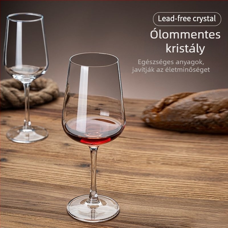 Burgundiai borospoharak otthoni használatra, ólommentes kristályüveg, nagy méretű magas lábú pohárkészlet