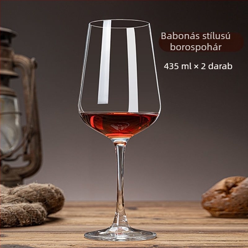 Burgundiai borospoharak otthoni használatra, ólommentes kristályüveg, nagy méretű magas lábú pohárkészlet