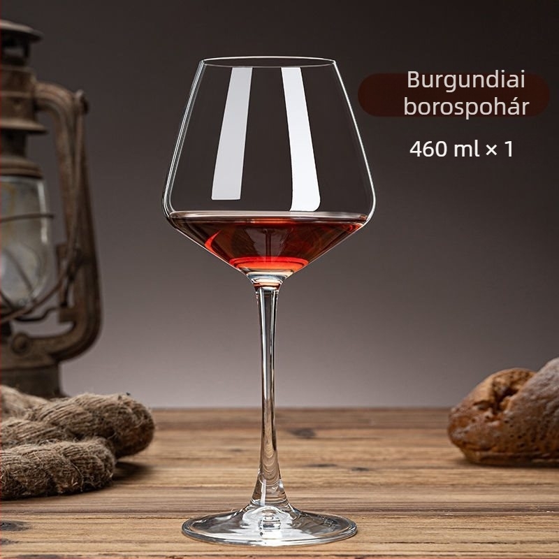 Burgundiai borospoharak otthoni használatra, ólommentes kristályüveg, nagy méretű magas lábú pohárkészlet