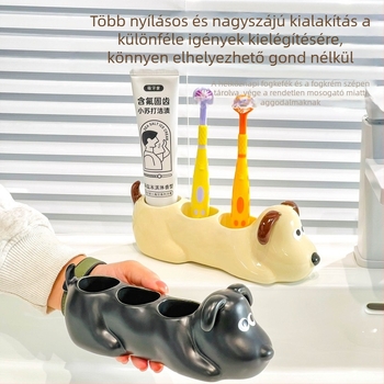 Fürdőszobai kerámia kutyafej formájú fogkefetartó, elegáns elektromos fogkefetartó állvány, kreatív tárolóállvány