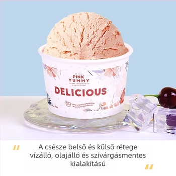 Egyszer használatos fagylaltos poharak fedővel, papír kóstoló poharak joghurt és jeges édességekhez.