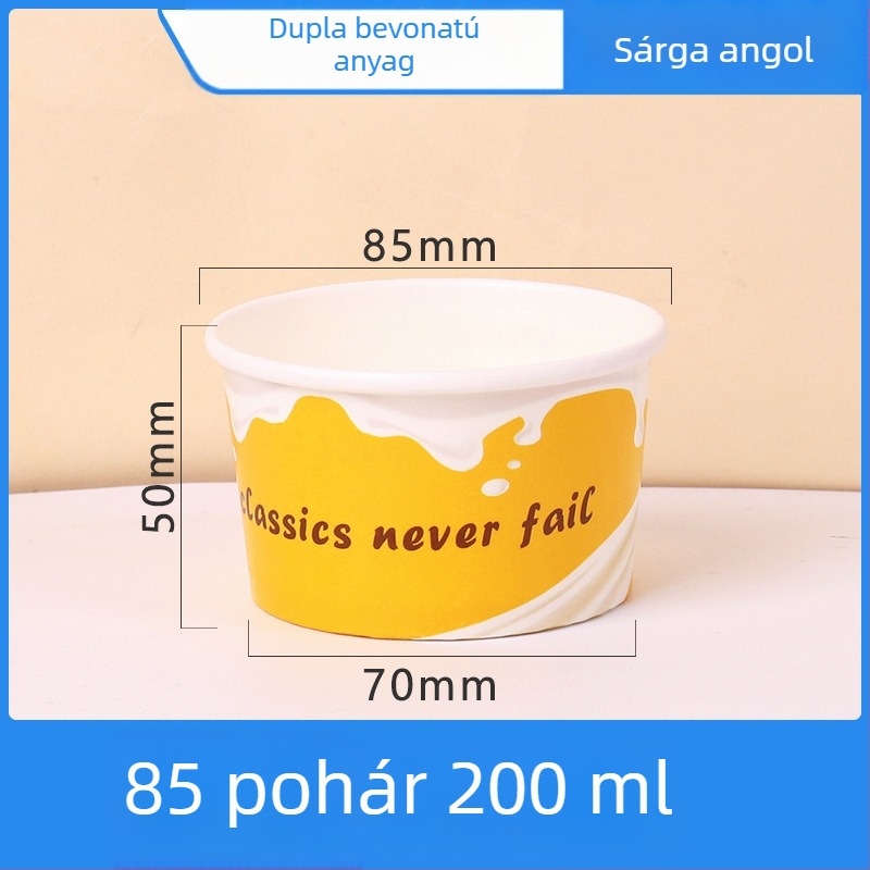 Egyszer használatos fagylaltos poharak fedővel, papír kóstoló poharak joghurt és jeges édességekhez.