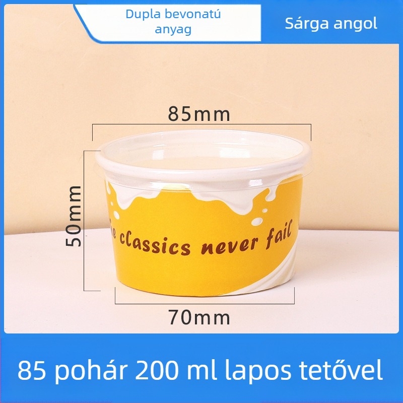 Egyszer használatos fagylaltos poharak fedővel, papír kóstoló poharak joghurt és jeges édességekhez.