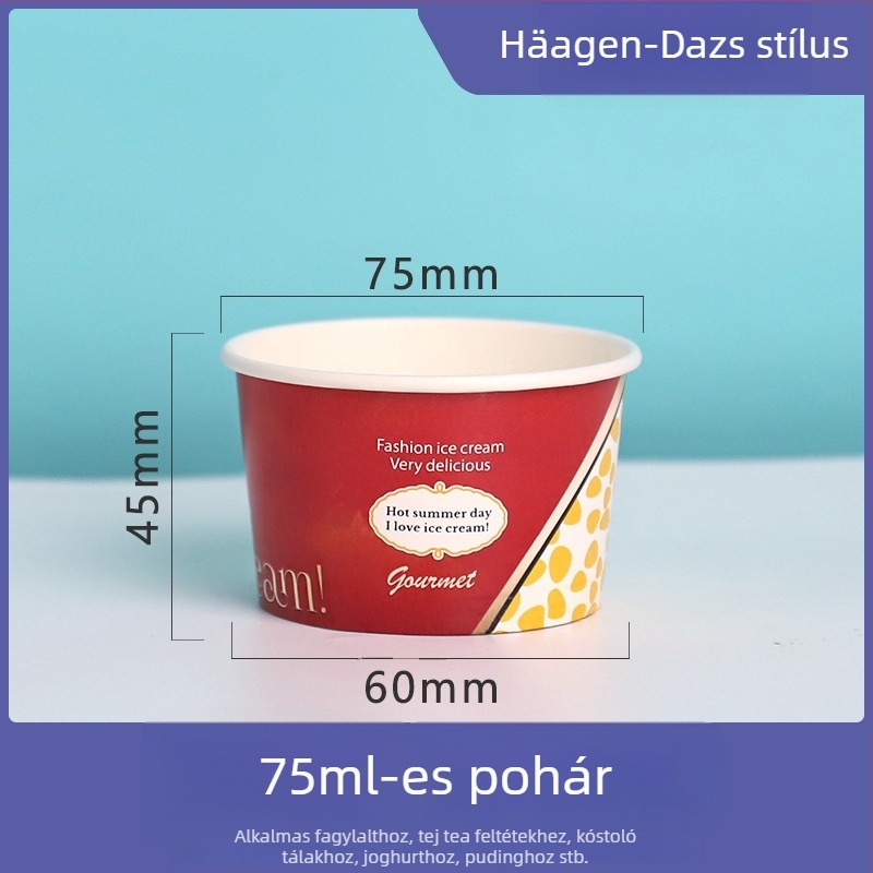 Egyszer használatos fagylaltos poharak fedővel, papír kóstoló poharak joghurt és jeges édességekhez.