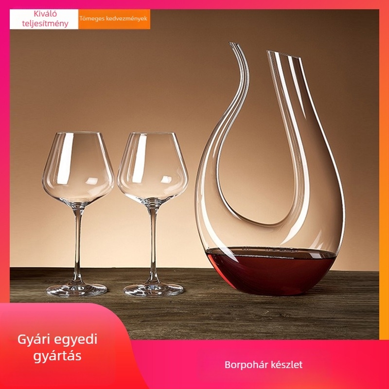 Kristályüveg U-formás decanter készlet vörösborhoz, európai stílus, otthoni használatra