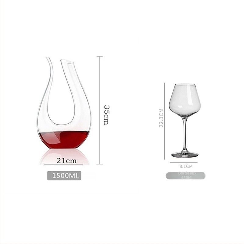 Kristályüveg U-formás decanter készlet vörösborhoz, európai stílus, otthoni használatra