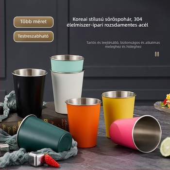 304 rozsdamentes acél egyfalú pohár, 301-400 ml, sokoldalú használatra sörhöz, kávéhoz, gyümölcsléhez és hideg italokhoz