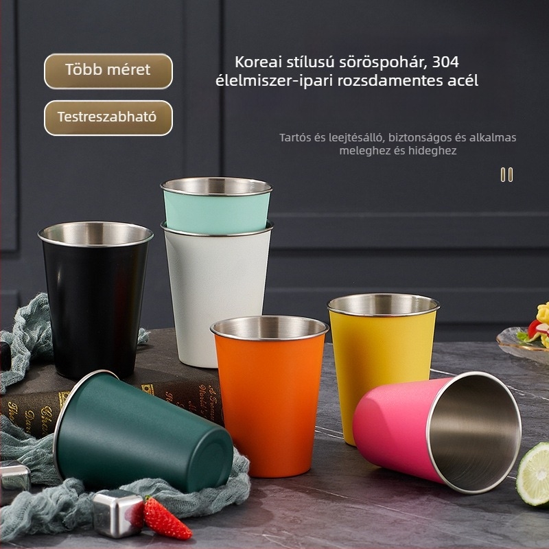304 rozsdamentes acél egyfalú pohár, 301-400 ml, sokoldalú használatra sörhöz, kávéhoz, gyümölcsléhez és hideg italokhoz