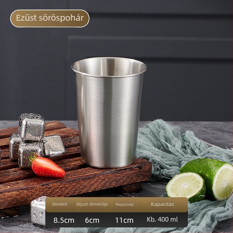 304 rozsdamentes acél egyfalú pohár, 301-400 ml, sokoldalú használatra sörhöz, kávéhoz, gyümölcsléhez és hideg italokhoz