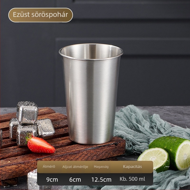 304 rozsdamentes acél egyfalú pohár, 301-400 ml, sokoldalú használatra sörhöz, kávéhoz, gyümölcsléhez és hideg italokhoz