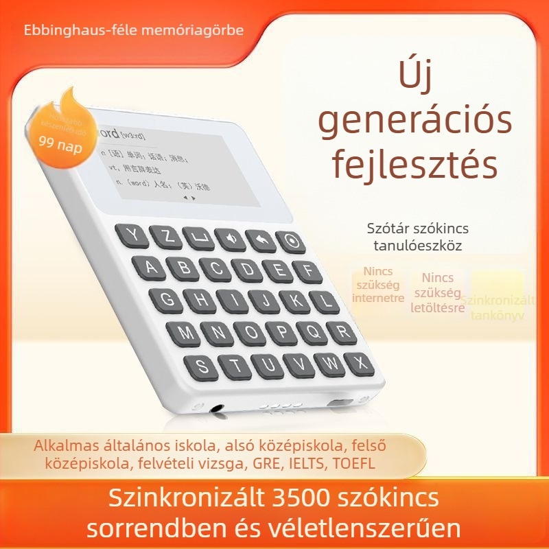 Angol elektronikus szótár és szótanuló készülék, hosszú üzemidő, 3500 szóval szókincs, valós emberi kiejtés