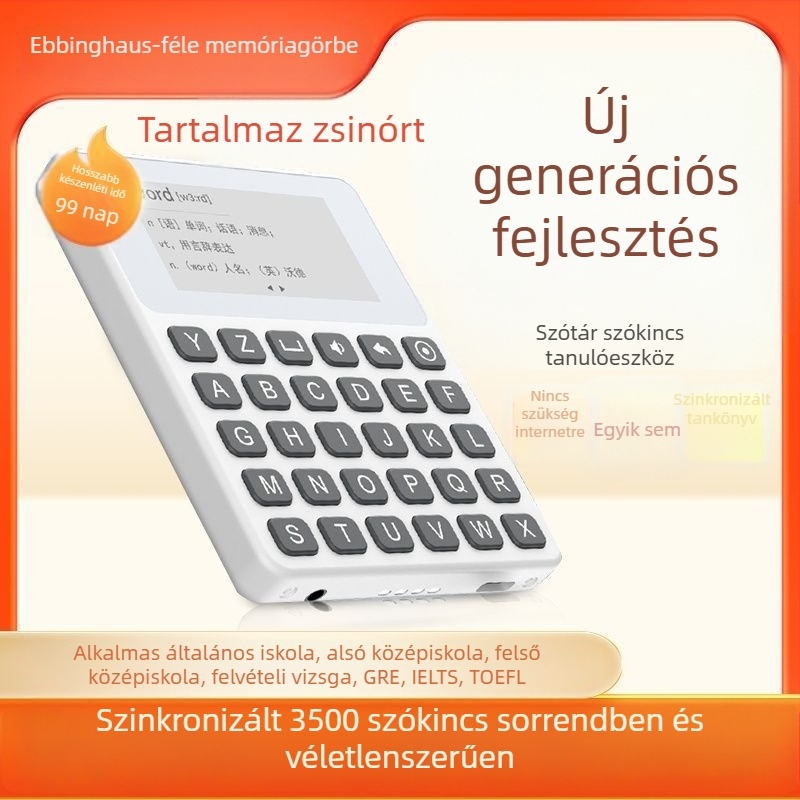 Angol elektronikus szótár és szótanuló készülék, hosszú üzemidő, 3500 szóval szókincs, valós emberi kiejtés