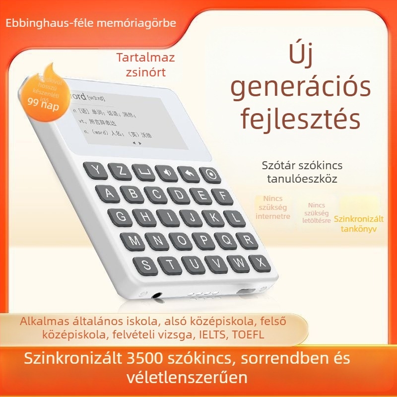 Angol elektronikus szótár és szótanuló készülék, hosszú üzemidő, 3500 szóval szókincs, valós emberi kiejtés