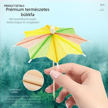 Egyszer használatos színes papír esernyők koktélokhoz és hideg ételekhez, fa nyéllel, 10–18 cm, logó nyomtatva, testreszabható.