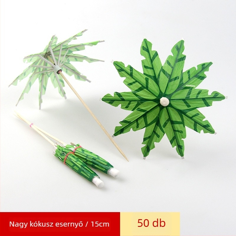Egyszer használatos színes papír esernyők koktélokhoz és hideg ételekhez, fa nyéllel, 10–18 cm, logó nyomtatva, testreszabható.