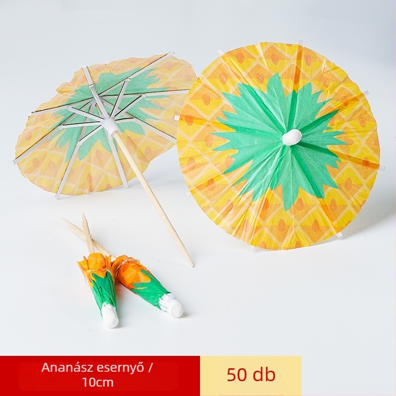 Egyszer használatos színes papír esernyők koktélokhoz és hideg ételekhez, fa nyéllel, 10–18 cm, logó nyomtatva, testreszabható.