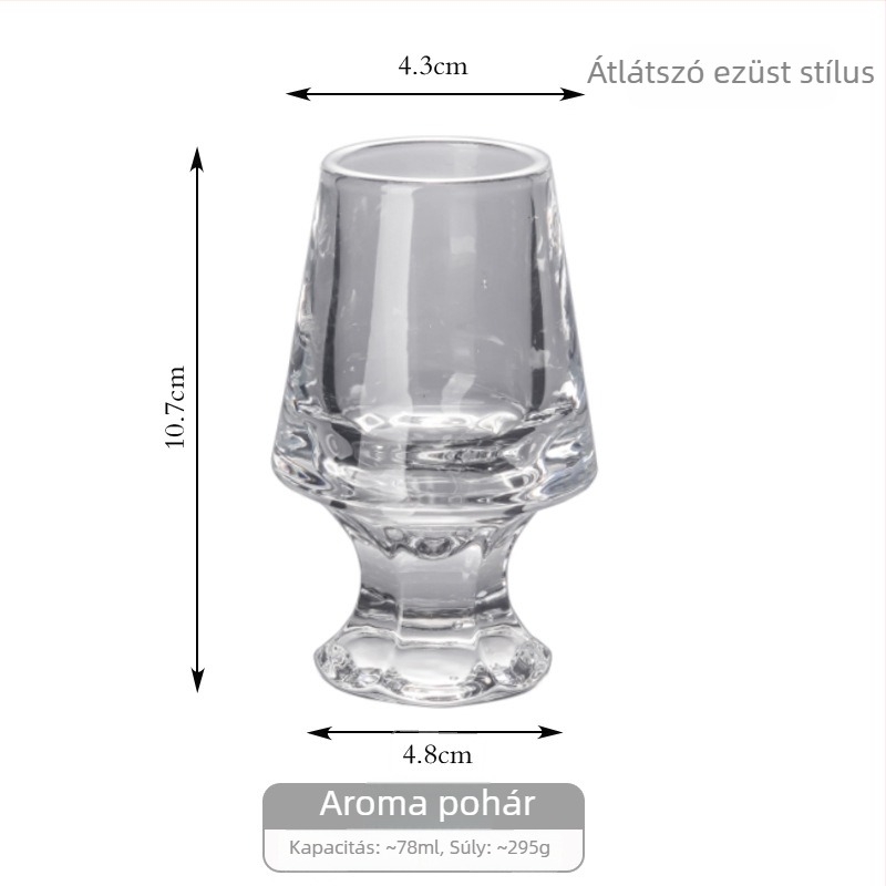 Whiskey kóstolópohár csíkos mintával, vastag kristály, prémium likőr pohár