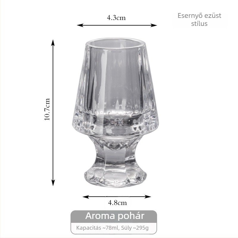Whiskey kóstolópohár csíkos mintával, vastag kristály, prémium likőr pohár