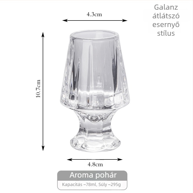Whiskey kóstolópohár csíkos mintával, vastag kristály, prémium likőr pohár