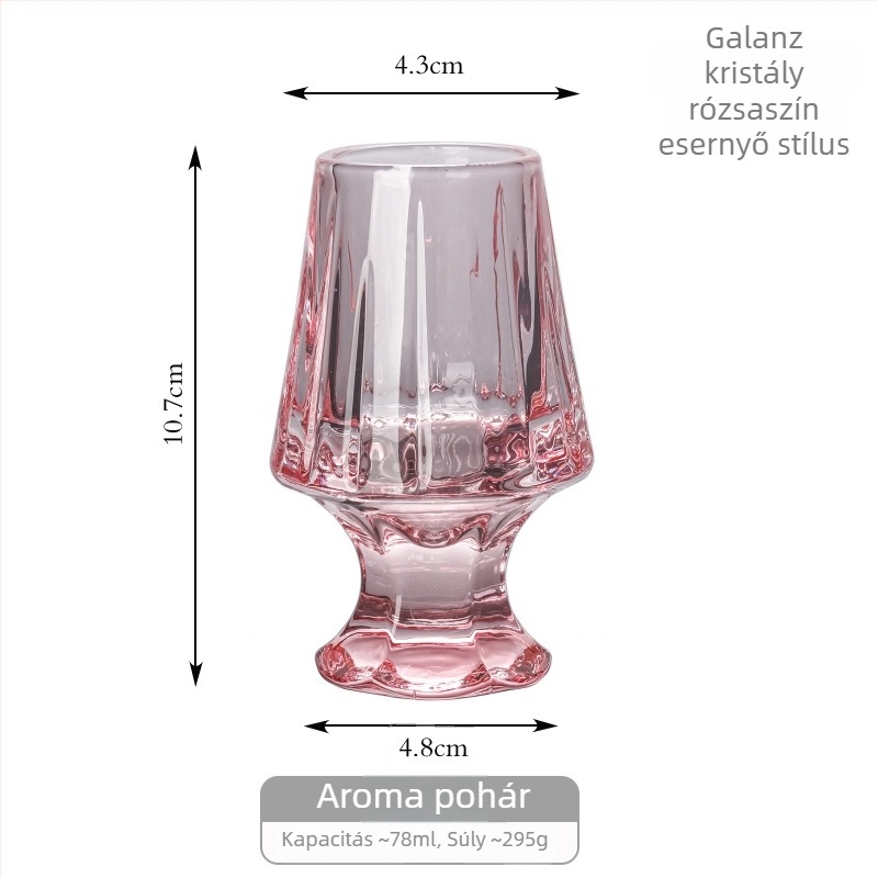 Whiskey kóstolópohár csíkos mintával, vastag kristály, prémium likőr pohár