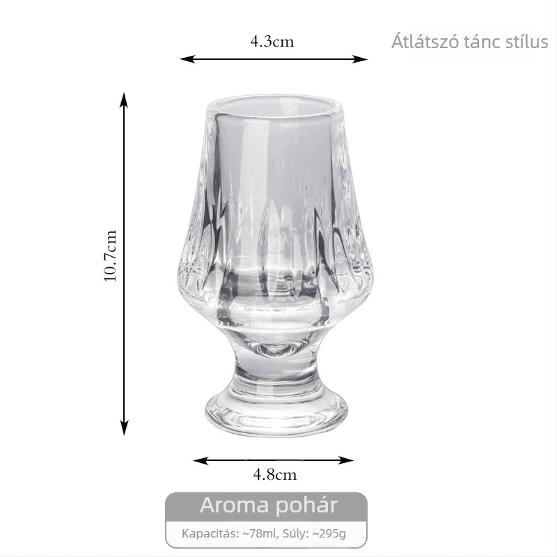 Whiskey kóstolópohár csíkos mintával, vastag kristály, prémium likőr pohár