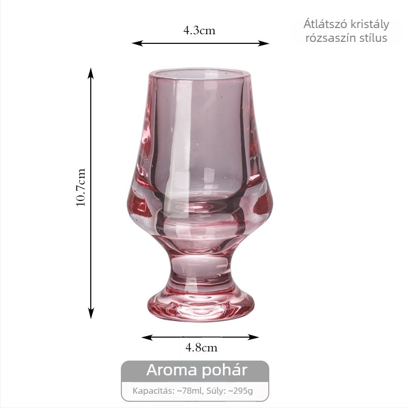 Whiskey kóstolópohár csíkos mintával, vastag kristály, prémium likőr pohár