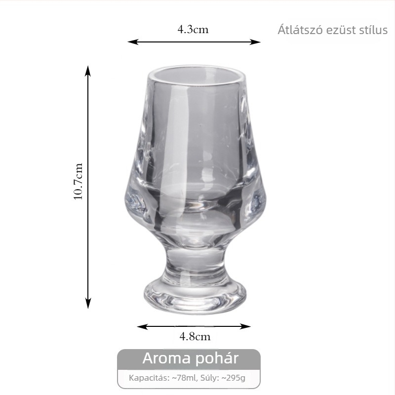 Whiskey kóstolópohár csíkos mintával, vastag kristály, prémium likőr pohár