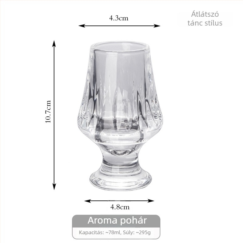 Whiskey kóstolópohár csíkos mintával, vastag kristály, prémium likőr pohár