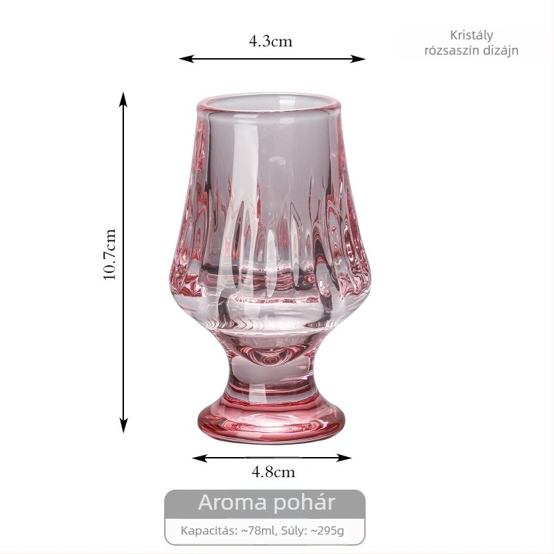 Whiskey kóstolópohár csíkos mintával, vastag kristály, prémium likőr pohár