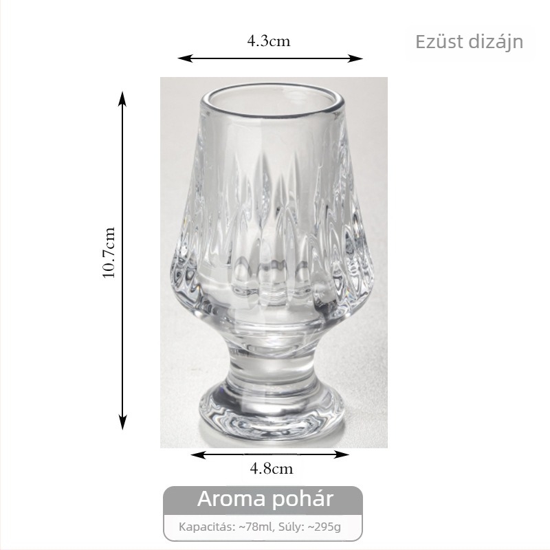 Whiskey kóstolópohár csíkos mintával, vastag kristály, prémium likőr pohár