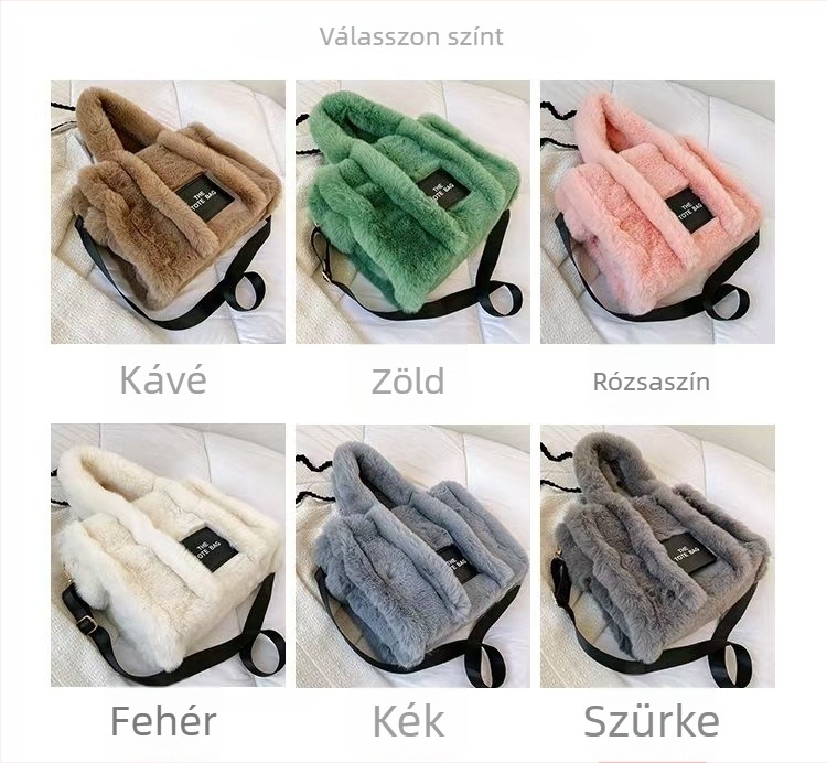 Női plüss tote táska – kis négyzet alakú kézitáska