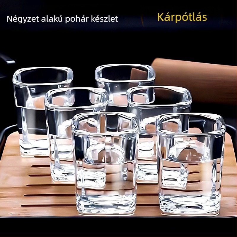 Jingnoya szeszes italokhoz való üvegpohár-készlet otthoni használatra, 6–10 darab, poháronként 1–100 ml kapacitás, négyzet alakú formával, nemzeti trend stílus