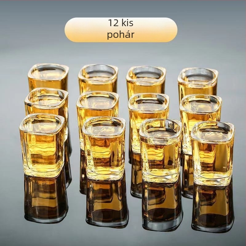 Jingnoya szeszes italokhoz való üvegpohár-készlet otthoni használatra, 6–10 darab, poháronként 1–100 ml kapacitás, négyzet alakú formával, nemzeti trend stílus