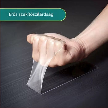 Nano kétoldalas acril szalag, átlátszó, magas viszkozitású, nyom nélkül maradó ragasztó, vízálló hátoldal, erős rögzítés