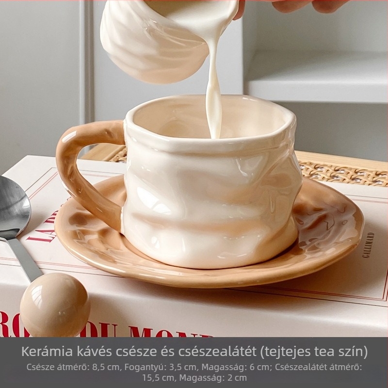 Instagram-stílusú 2025 kávéscsésze és alátét készlet, elegáns kerámia csésze a délutáni teához, luxus bögre