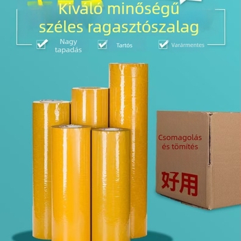 Sárga csomagoló tape, nagy tekercs, rendkívül széles, szélessége 32 cm és 42 cm